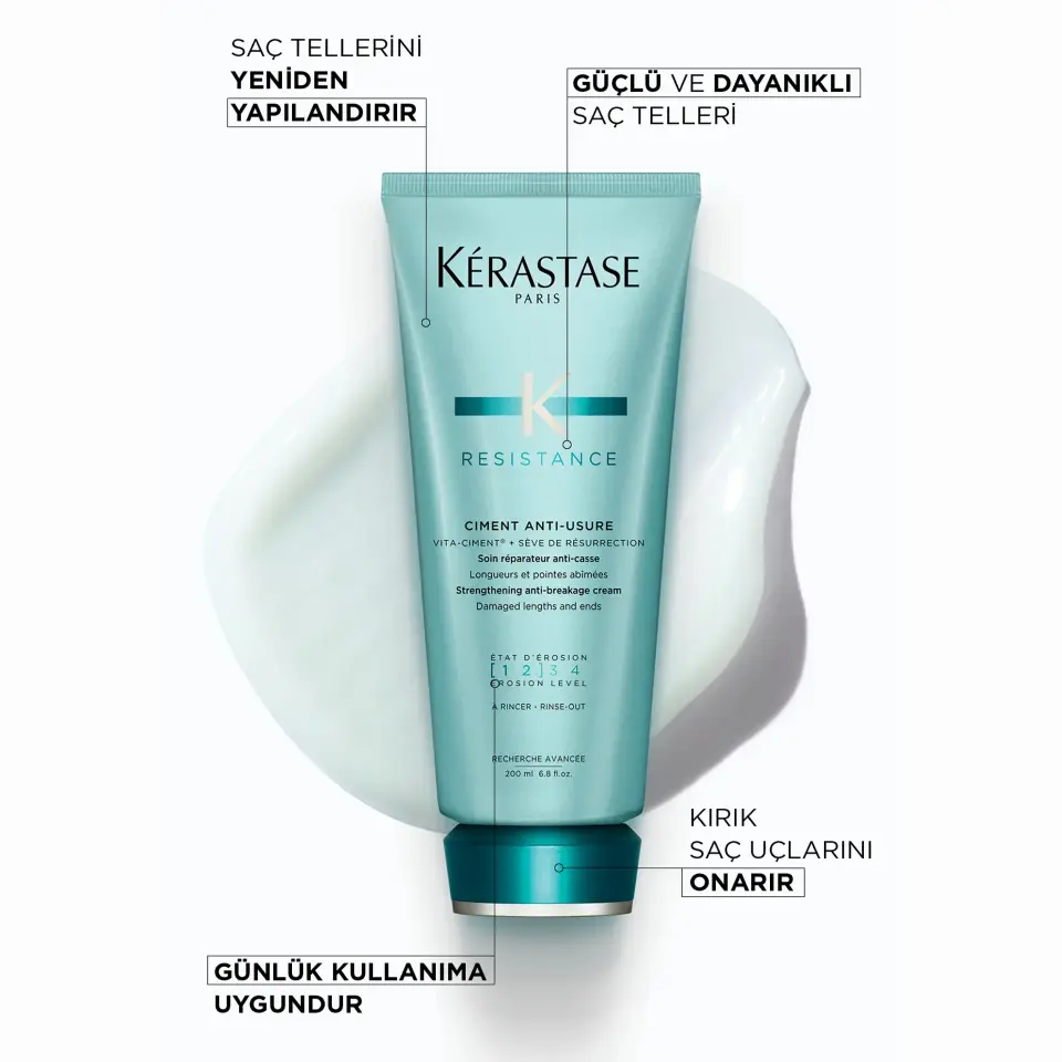 Kerastase Resistance Reconstruction Ciment Anti-Usure Zayıf ve Yıpranmış Saçlar için Onarıcı Durulanan Bakım Kremi 200 ml