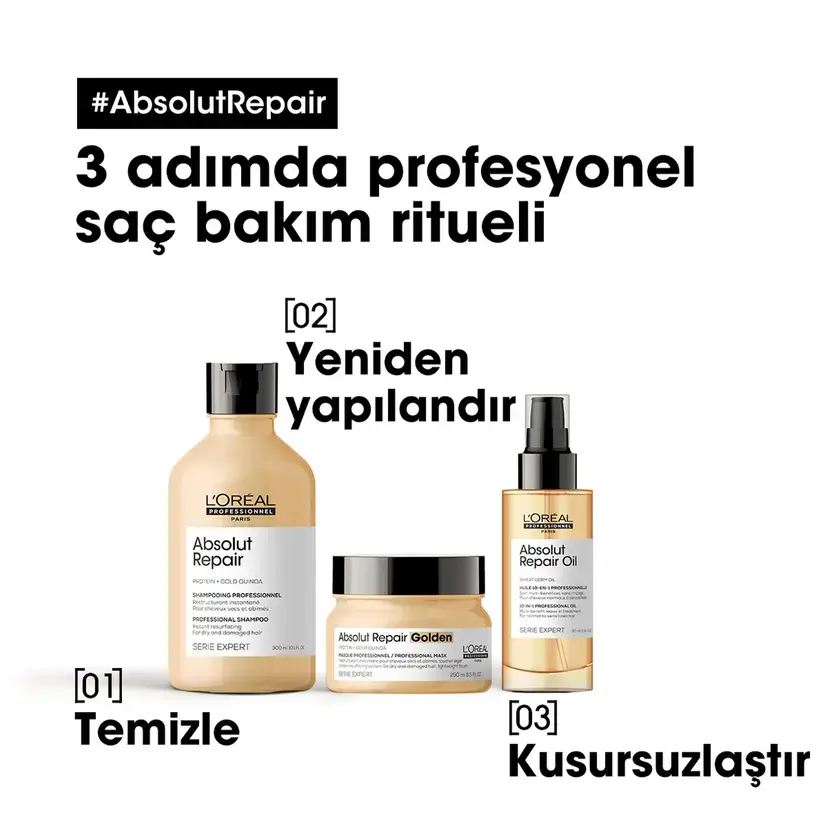 Loreal Professionnel Paris Serie Expert Absolut Repair Golden Yıpranmış Saçlar için Onarıcı Altın Maske 250 ml
