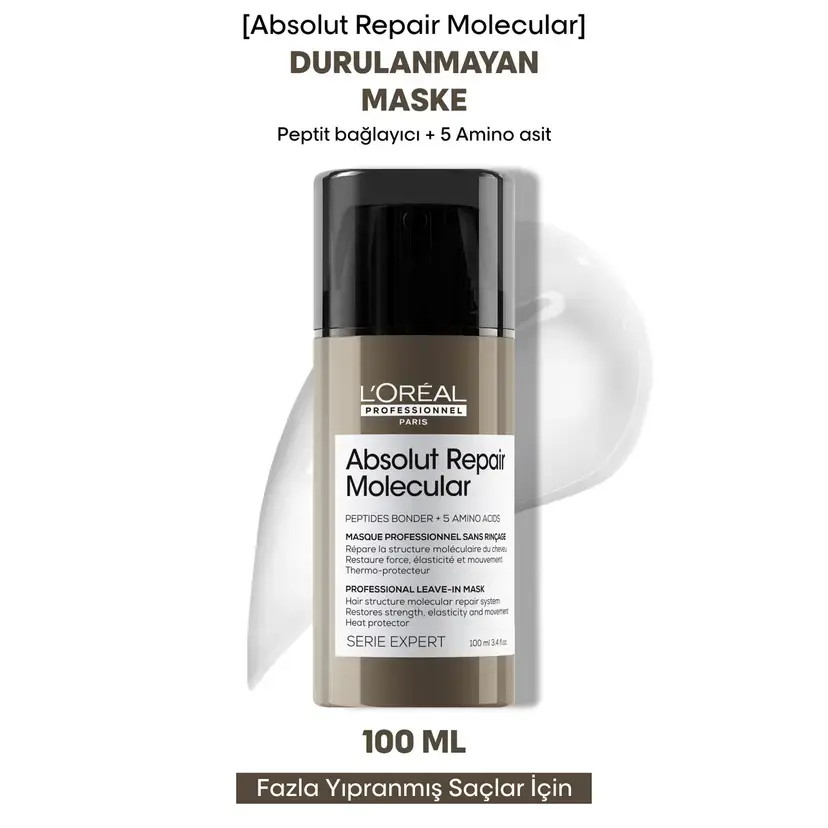Loreal Professionnel Paris Serie Expert Absolut Repair Molecular Tüm Yıpranmış Saçlar İçin Durulanmayan Maske 100 ml