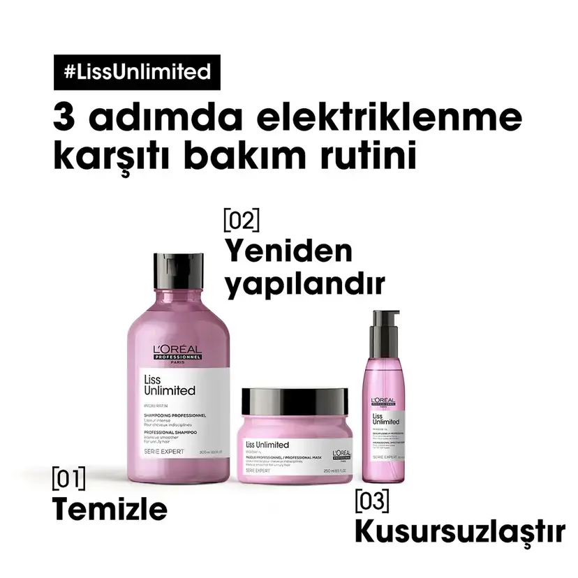 Loreal Professionnel Paris Serie Expert Liss Unlimited Elektriklenme Karşıtı ve Yoğun Yumuşaklık Veren Şampuan 500 ml